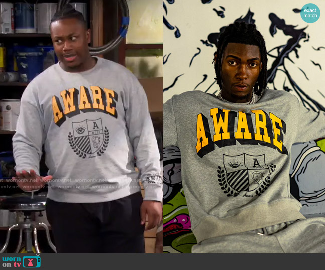 The Aware Brand College Sweatshirt worn by Marty (Marcel Spears) on The Neighborhood