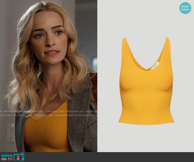 Babaton at Aritzia Sculpt Knit Tank in Sumac Yellow worn by Georgia Miller (Brianne Howey) on Ginny & Georgia