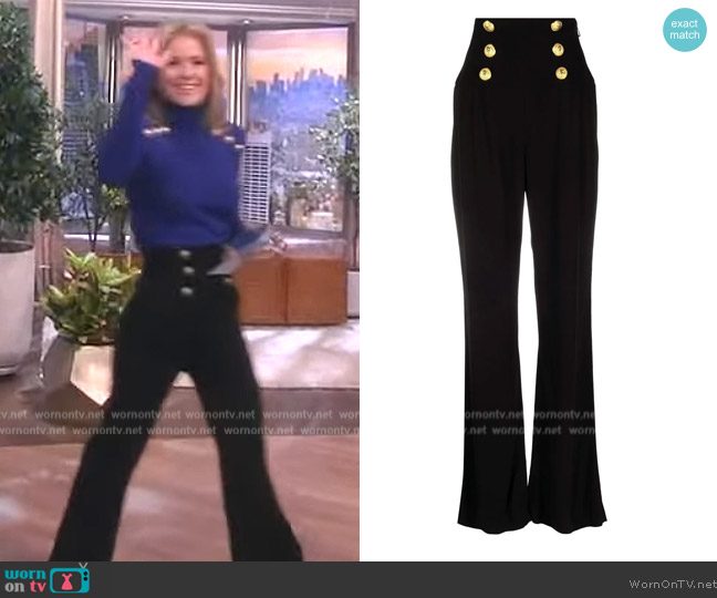 Balmain Button-embellished high-rise trousers worn by Sara Haines on The View