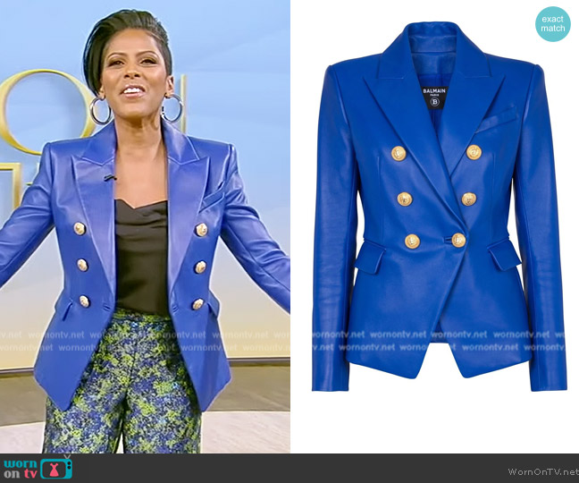 Balmain Double-breasted leather blazer worn by Tamron Hall on Tamron Hall Show