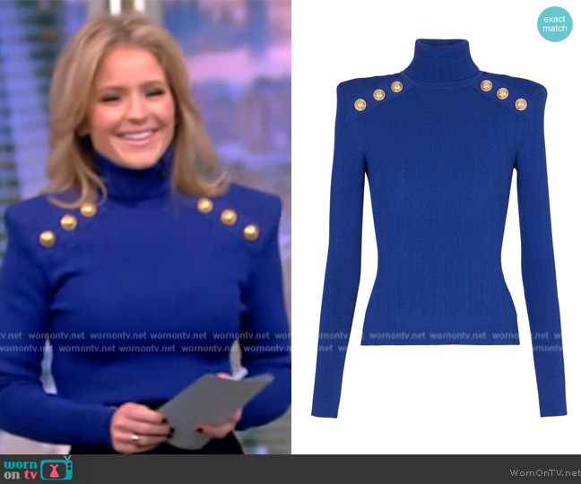 Balmain Glittered Roll-neck Jumper worn by Sara Haines on The View
