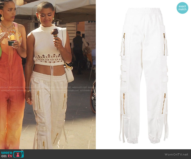 Balmain Multi-Zip Tapered Trousers worn by Julien Calloway (Jordan Alexander) on Gossip Girl