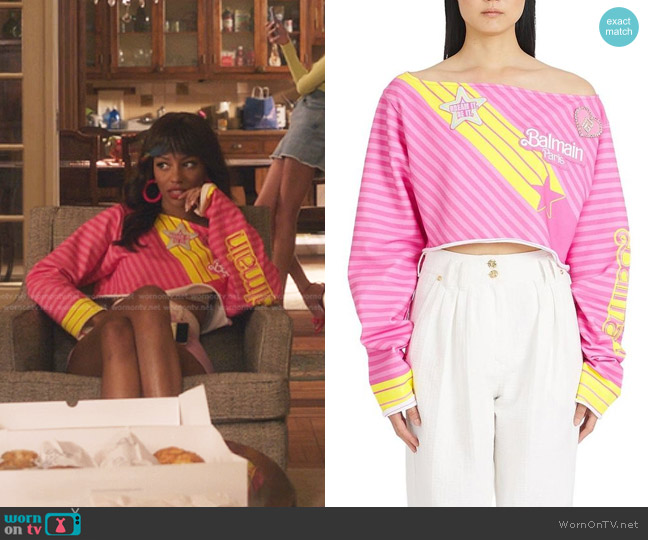 WornOnTV: Monet’s pink striped cropped top on Gossip Girl | Savannah ...