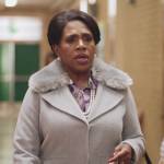 Barbara’s gray shearling collar coat on Abbott Elementary