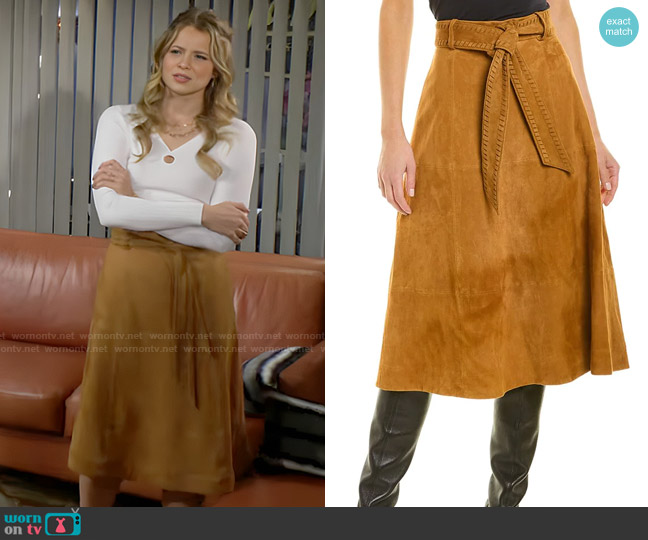ba&sh Mika Suede Skirt worn by Summer Newman (Allison Lanier) on The Young and the Restless