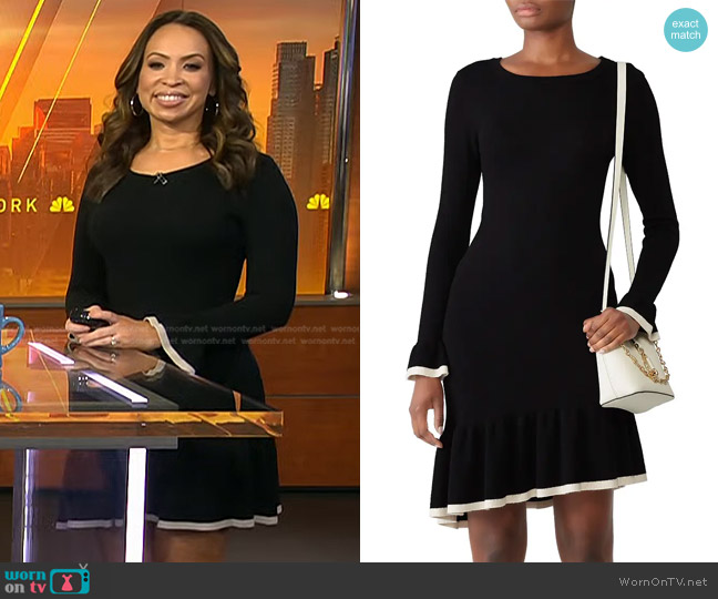 WornOnTV: Adelle’s black contrast trim knit dress on Today | Adelle ...