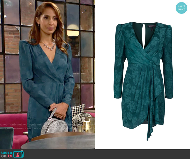 Bcbgmaxazria V-Neck Ruffle Wrap Minidress worn by Lily Winters (Christel Khalil) on The Young and the Restless