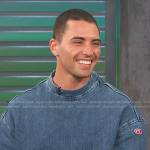 Benjamin Levy Aguilar’s blue denim sweatshirt on Access Hollywood
