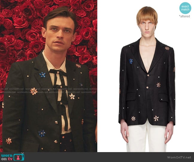 Bode Flower Gem Blazer worn by Maximus Wolfe (Thomas Doherty) on Gossip Girl