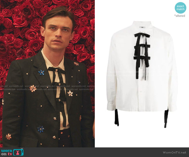 Bode Bow Detail Shirt worn by Maximus Wolfe (Thomas Doherty) on Gossip Girl
