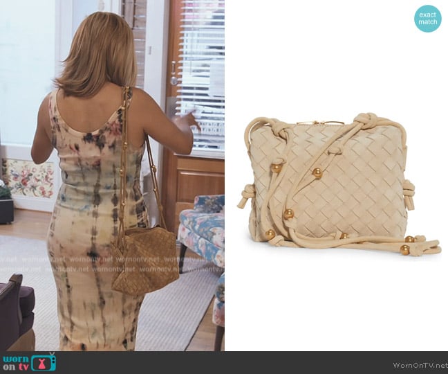 Small Loop Intrecciato Leather Shoulder Bag by Bottega Veneta worn by Robyn Dixon on The Real Housewives of Potomac