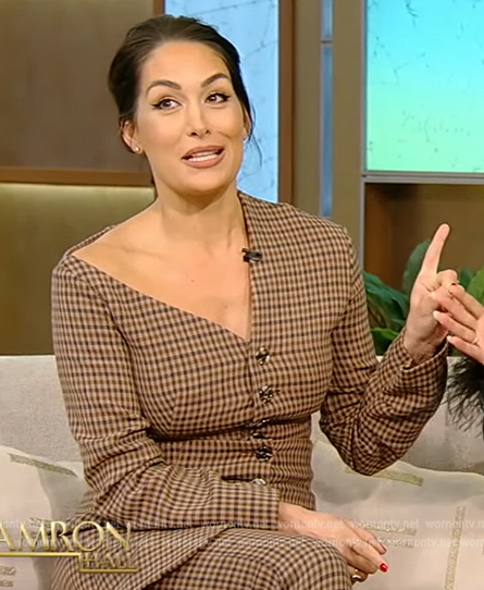 Brie Bella's gingham check top and pants on Tamron Hall Show