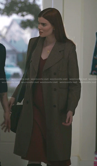 Cade's brown plaid coat on The Resident