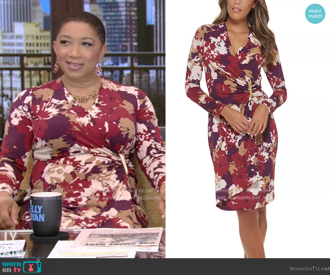 Calvin Klein Petite Floral-Print Faux-Wrap Dress worn by Deja Vu on Live with Kelly and Ryan