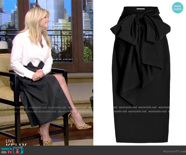 Carolina Herrera High-Slit Cotton-Blend Sash Skirt worn by Jane Krakowski on Live with Kelly and Ryan