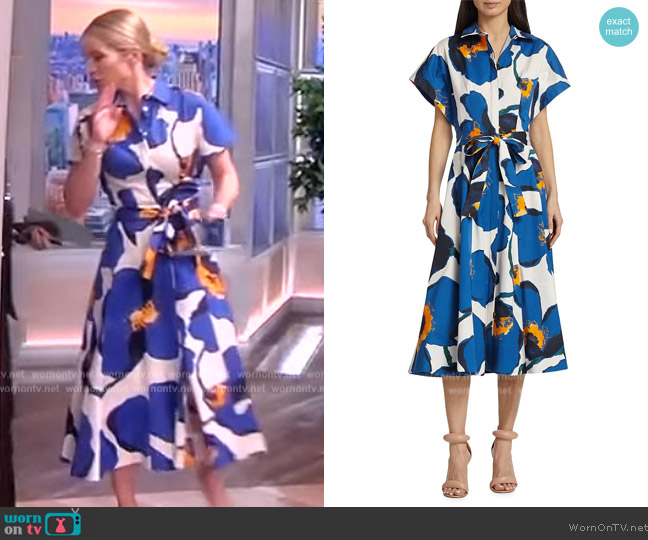 Carolina Herrera Belted Floral Shirtdress worn by Sara Haines on The View