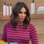 Cecilia’s pink metallic stripe sweater and skirt on Good Morning America