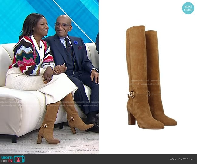 Celine  Boots Claude Suede In Brown worn by Deborah Roberts on Today