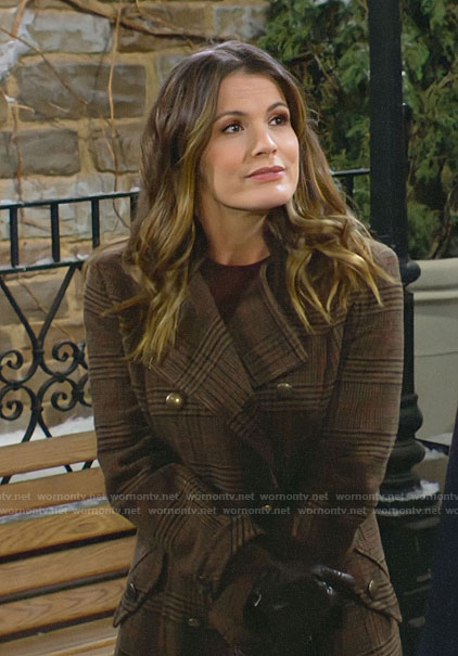 Chelsea's brown plaid coat on The Young and the Restless