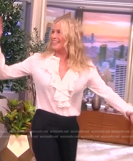 Chelsea Handler's white ruffle blouse on The View