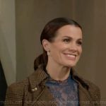 Chelsea’s brown plaid coat on The Young and the Restless