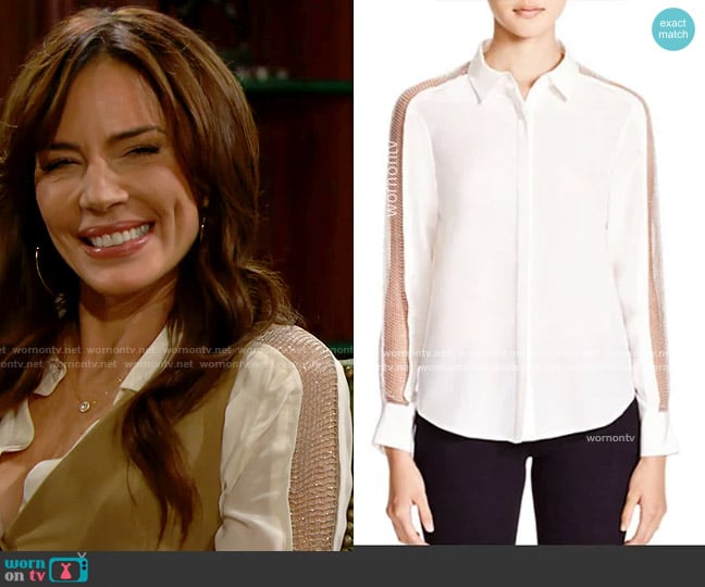 Chelsea & Walker Silk Beaded Mesh Blouse worn by Taylor Hayes (Krista Allen) on The Bold and the Beautiful