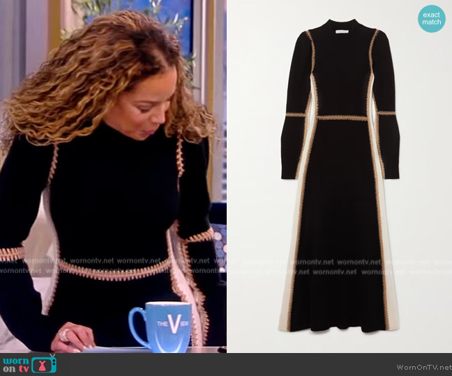 Chloe Embroidered wool and cashmere-blend turtleneck maxi dress worn by Sunny Hostin on The View