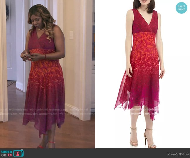 Chris McLaughlin Sleeveless V Neck Chiffon Midi Dress worn by Ms Dorothy on The Real Housewives of Potomac