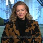 Christina Ruffini’s brown printed coat on CBS Mornings