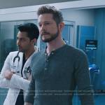 Conrad’s blue waffle henley shirt on The Resident