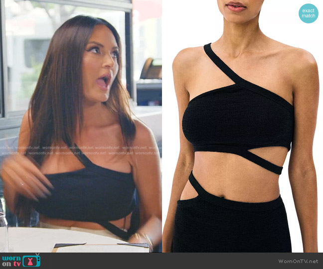 Cult Gaia Sanura Knit Cutout Tube Top worn by Lisa Barlow on The Real Housewives of Salt Lake City