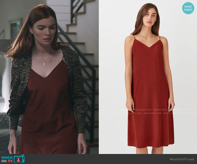 Cuyana Silk Slip Dress in Dark Rust worn by Kincaid Sullivan (Kaley Ronayne) on The Resident