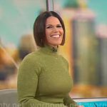 Dana Jacobson’s green knit long sleeve dress on CBS Mornings