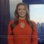 Dani Beckstrom’s orange ribbed keyhole dress on Good Morning America