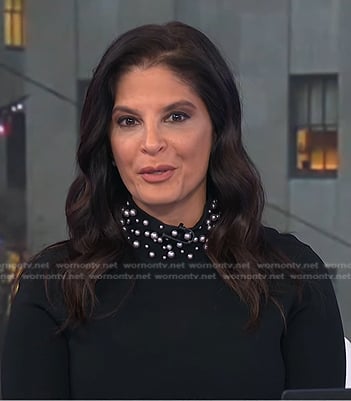 Darlene Rodriguez's black pearl embellished neck sweater on Today