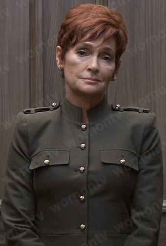 Diane's olive green military style jacket on General Hospital