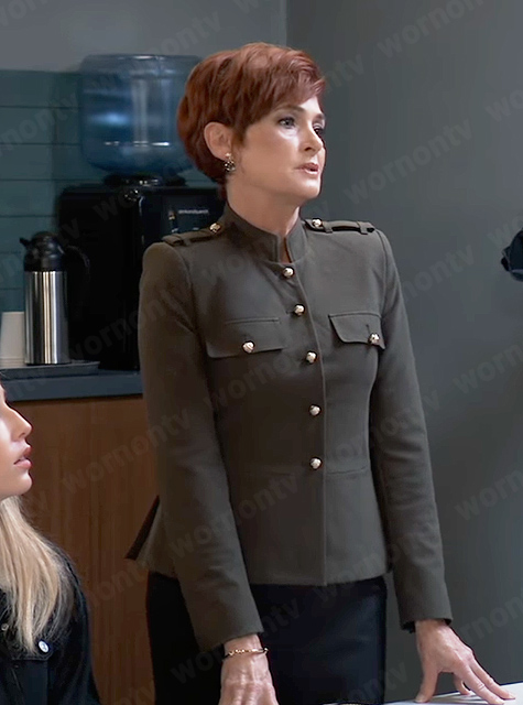 Diane's olive green military style jacket on General Hospital