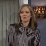 Diane’s silver tie neck blouse on The Young and the Restless