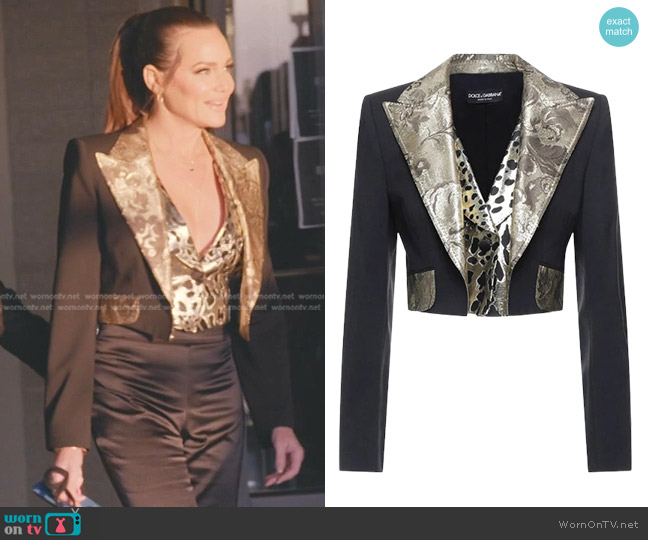 Dolce & Gabbana Jacquard Cropped Blazer Jacket worn by Meredith Marks on The Real Housewives of Salt Lake City