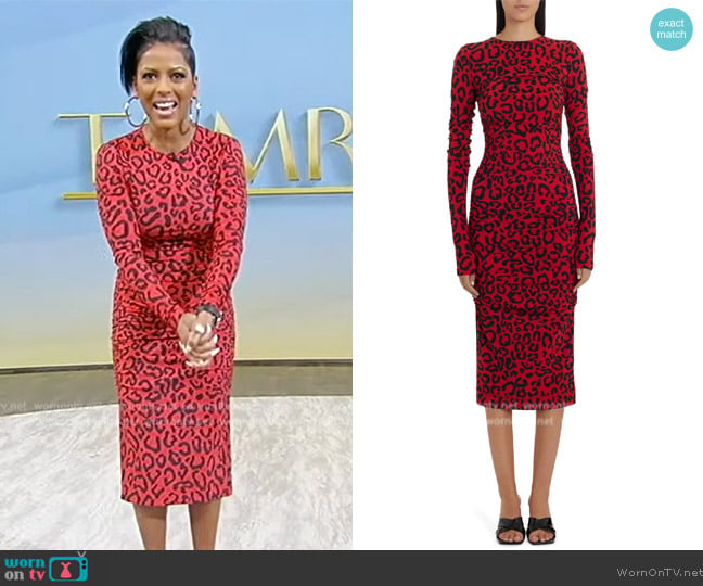 Dolce & Gabbana Leopard Print Long Sleeve Jersey Dress worn by Tamron Hall on Tamron Hall Show