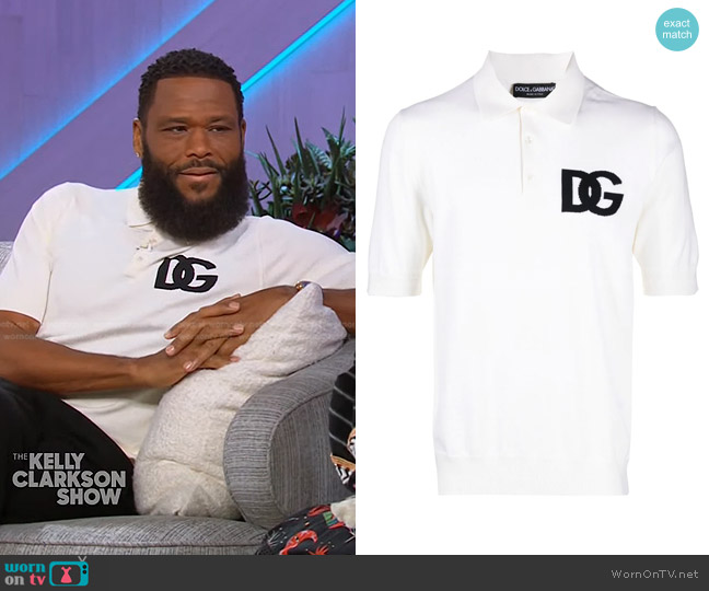 Dolce & Gabbana Logo Knitted Polo Shirt worn by Anthony Anderson on The Kelly Clarkson Show