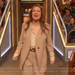 Drew’s beige blazer and pants on The Drew Barrymore Show