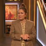 Drew’s printed tie neck blouse on The Drew Barrymore Show