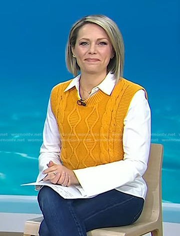 Dylan’s yellow cable knit vest on Today
