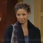 Elena’s houndstooth print scarf on The Young and the Restless