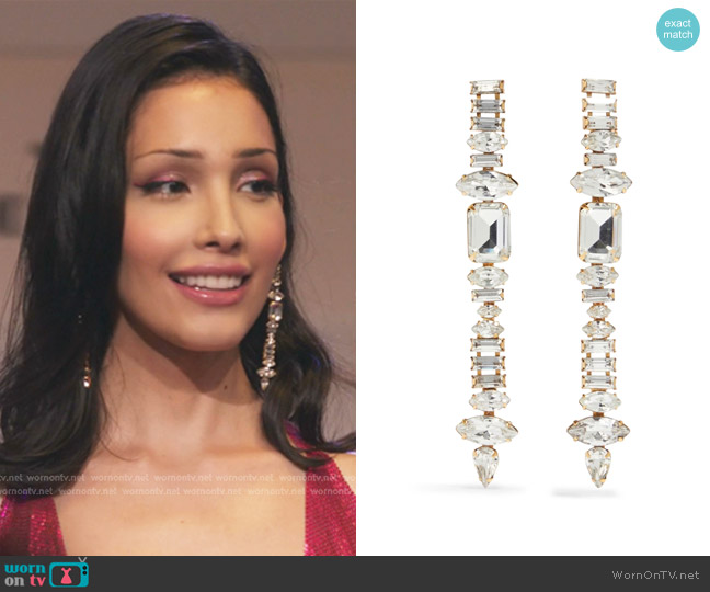 Elizabeth Cole 24-Karat Gold-Plated Crystal Earrings worn by Luna La (Zión Moreno) on Gossip Girl