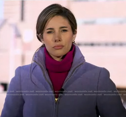 Elwyn Lopez’s lilac zip front coat on Good Morning America