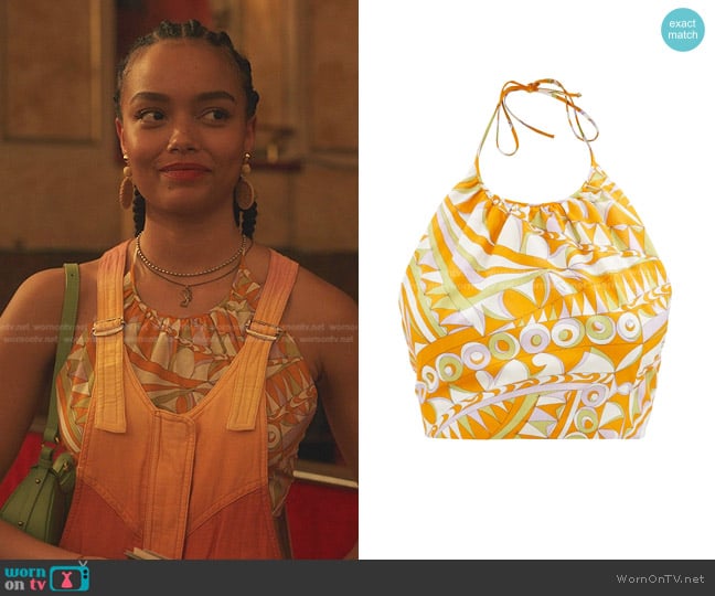 Emilio Pucci Printed Halterneck Crop Top worn by Zoya Lott (Whitney Peak) on Gossip Girl