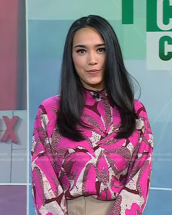 Emilie Ikeda’s pink print sweater on Today