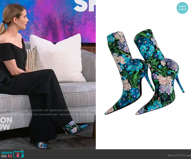 Balenciaga Ankle Boots worn by Emma Roberts on The Kelly Clarkson Show